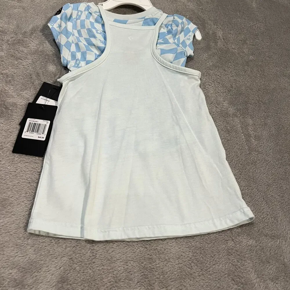 Converse Dress Set Girls 2T Floral Checker Layered Graphic Shirt Outfit